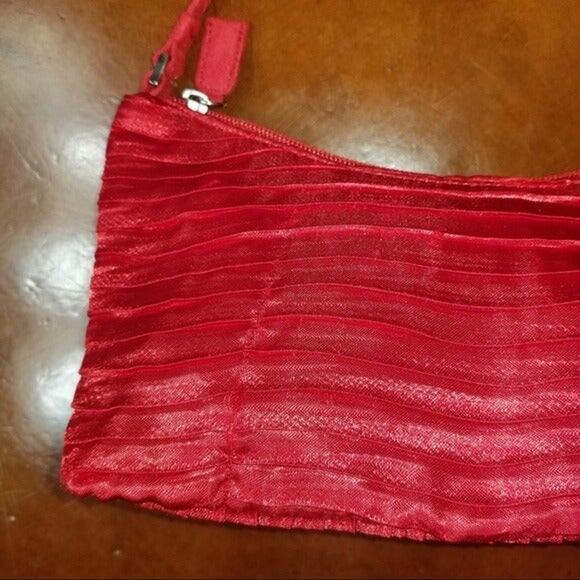 Red Satin Ruched Evening Shoulder Bag – Holiday Party & NYE Cocktail Purse - Picture 8 of 15